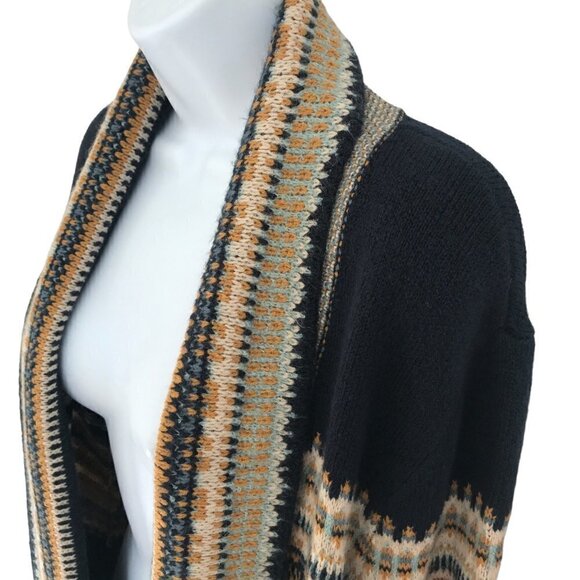 CJ Banks Large Open Front Long Line Cardigan Knit Sweater Drape Blue Stripe Boho - Picture 5 of 10